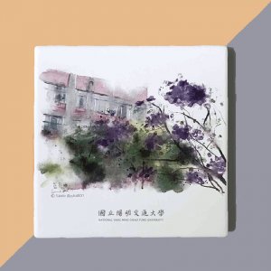 NYCU校園插畫吸水杯墊_藍花楹